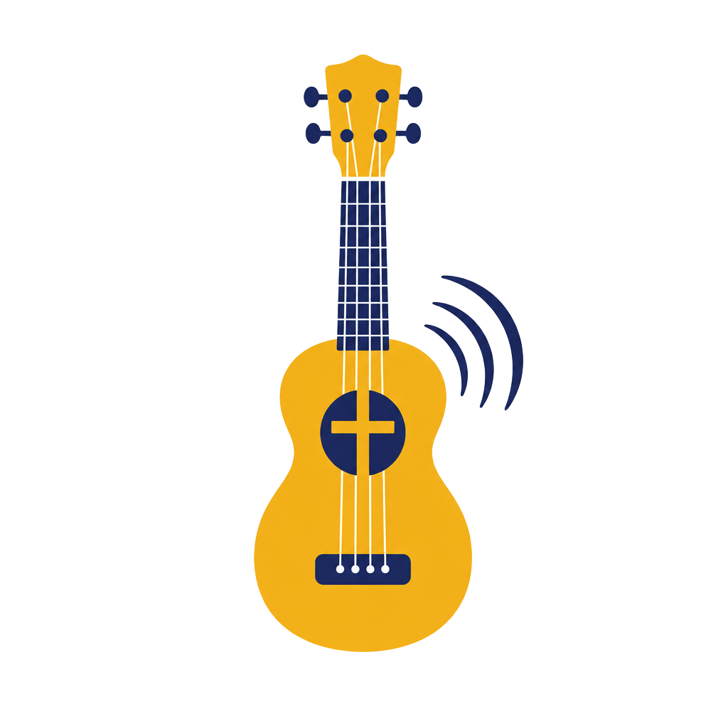 Ukulele Dicsőítő logó: ukulele kereszt alakú hanglyukkal